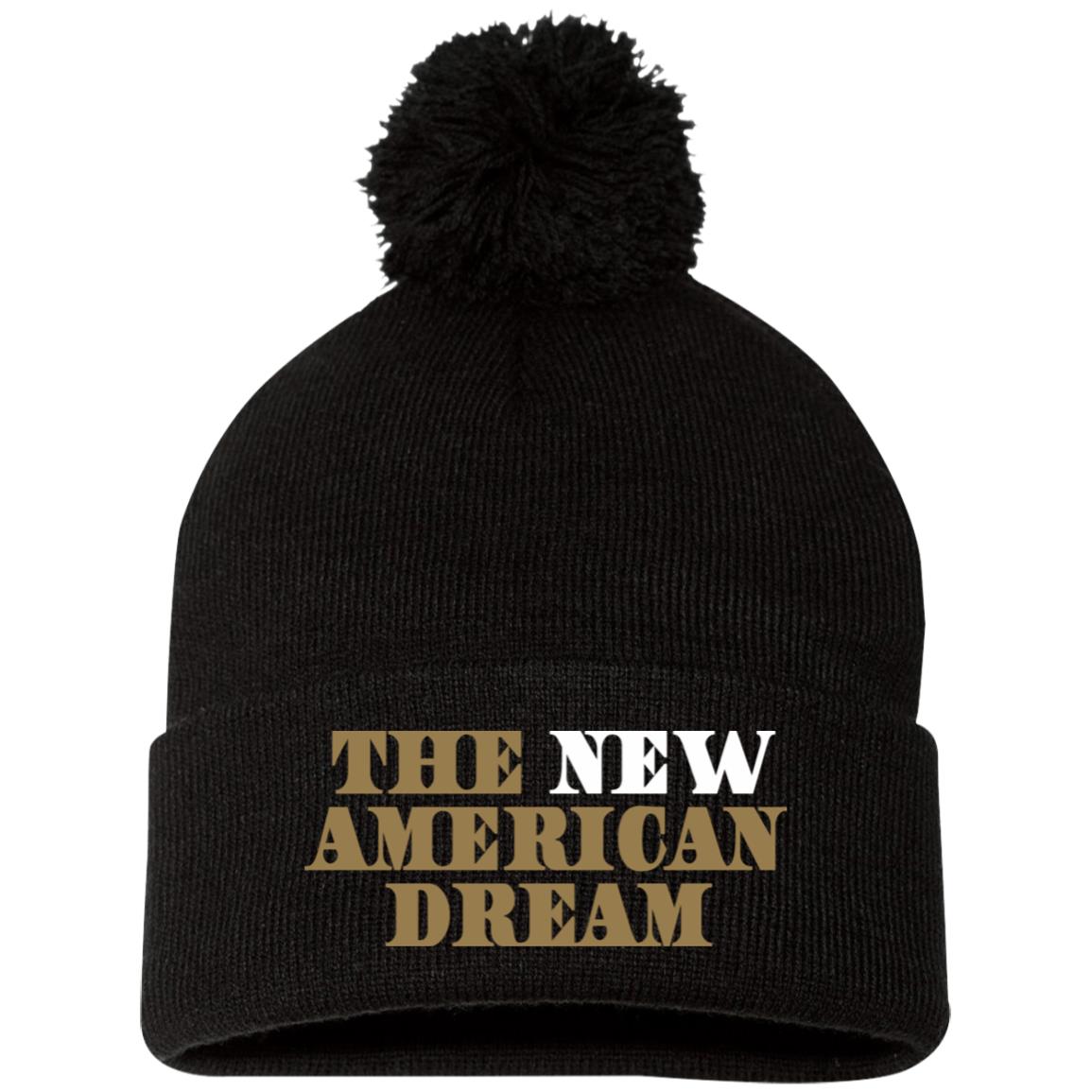 SP15 Embroidered Pom Pom Knit Cap