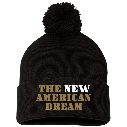 SP15 Embroidered Pom Pom Knit Cap